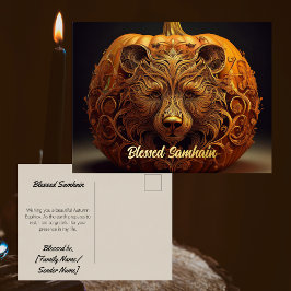 Echte Folie Samhain-ansichtkaart | Heidense herfst Feestdagen Briefkaart
