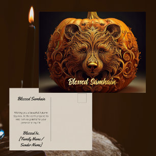 Echte Folie Samhain-ansichtkaart Heidense herfst Feestdagen Briefkaart