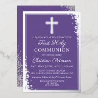 Echte Folie Silver Lavender Paarse Eerste Communie