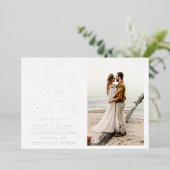 Echte Folie Silver Save The Date Photo Verloving Folie Uitnodiging (Staand Voorkant)