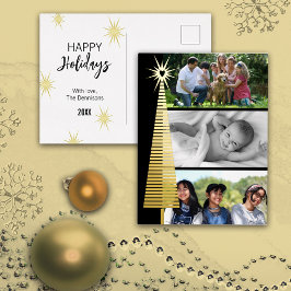 Echte Folie Skinny Stripe Kerstboom Foto's Folie Feestdagen Briefkaart