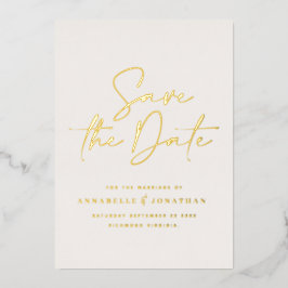 echte folie trendy handgeschreven trouwkaart uitnodiging