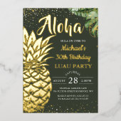 Echte Folie Tropische ananas Luau Beach Folie Uitnodiging (Voorkant)