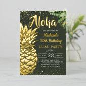 Echte Folie Tropische ananas Luau Beach Uitnodiging (Staand Voorkant)