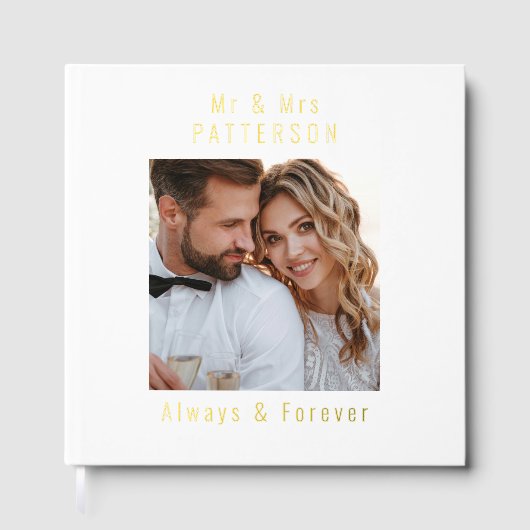 Echte Folie Trouwfoto Gepersonaliseerde namen Gastenboek (Voorkant)