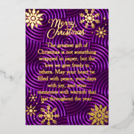 Echte Folie Typografie Paarse Kerst Vakantiekaart Feestdagenkaart