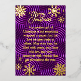 Echte Folie Typografie Paarse Kerst Vakantiekaart Feestdagenkaart