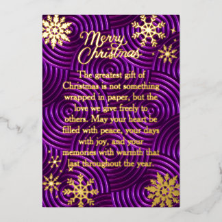 Echte Folie Typografie Paarse Kerst Vakantiekaart Feestdagenkaart