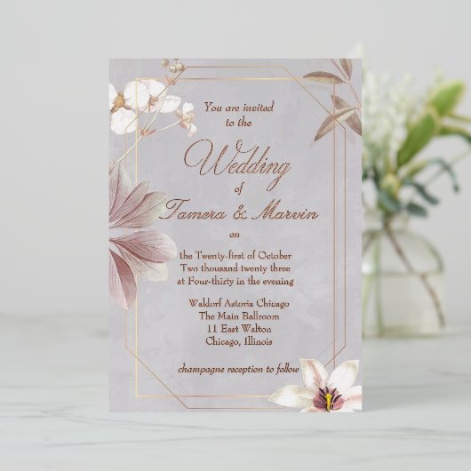 echte folie - uitnodiging voor een bruiloft (Staand Voorkant)