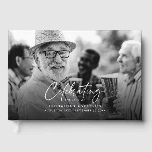 *ECHTE FOLIE* Viering van het leven Elegant 2-foto Gastenboek (Voorkant)