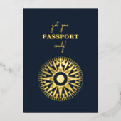 Echte Folie Wedding Passport Compass Save the Date Folie Uitnodiging (Voorkant)