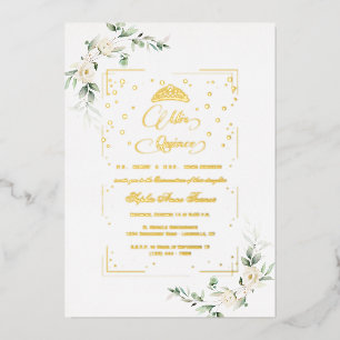 ECHTE FOLIE White Floral Mis Quince Quinceañera Folie Uitnodiging