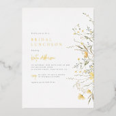 Echte Folie Wildflower Elegant Vrijgezellenfeest F Folie Uitnodiging (Voorkant)