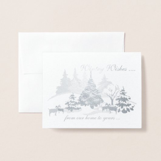 Echte Folie Wintry wint kerstgeiten Kaarten (Voorkant met envelop)