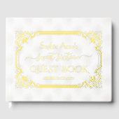 Echte Folie Wit Goud Art Deco Sweet 16 Verjaardag Gastenboek (Voorkant)