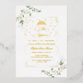 ECHTE FOLIE Witte bloemige Mis Quince Quinceañera  Folie Uitnodiging (Voorkant)