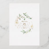 ECHTE FOLIE Witte bloemige Mis Quince Quinceañera  Folie Uitnodiging (Achterkant)