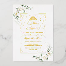 ECHTE FOLIE Witte bloemige Mis Quince Quinceañera 