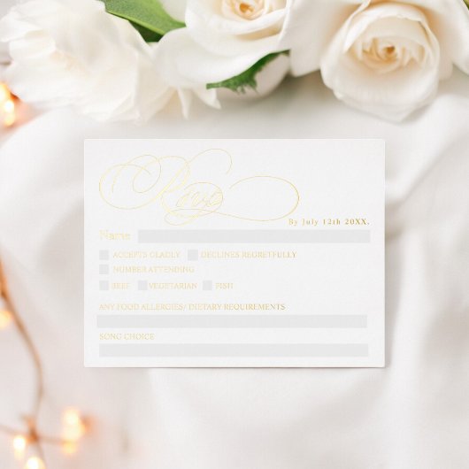 Echte folie witte kalligrafie chic rsvp bruiloft feestdagen briefkaart