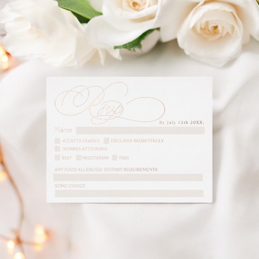 Echte folie witte kalligrafie chic rsvp bruiloft folie feestdagen briefkaart
