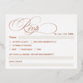 Echte folie witte kalligrafie chic rsvp bruiloft folie feestdagen briefkaart (Voorkant)