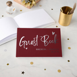 Echte folie zilver calligrafie schrift modern huwe gastenboek