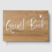 Echte Folie Zilveren Kalligrafie Script Houten Huw Gastenboek (Voorkant)