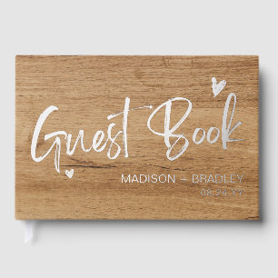 Echte Folie Zilveren Kalligrafie Script Houten Huw Gastenboek
