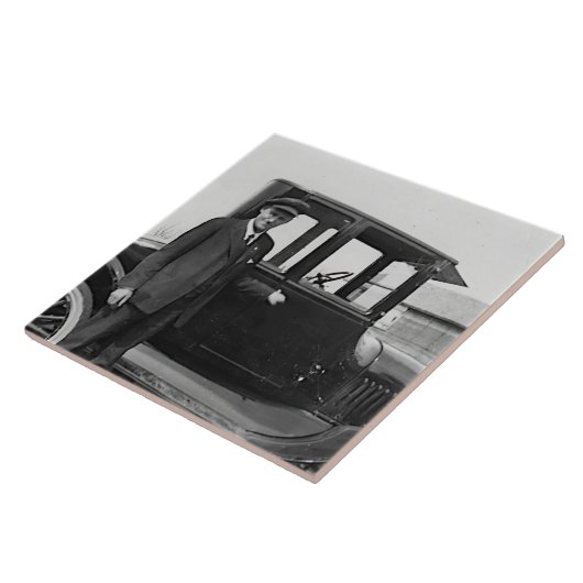 Echte foto Antiek auto Tegeltje (Zijkant)