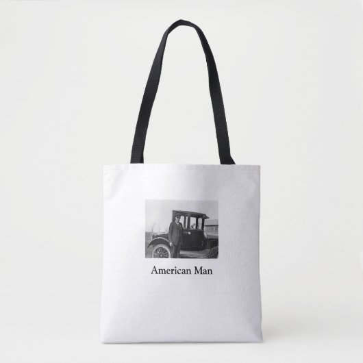 Echte foto antieke auto met eigenaar tote bag (Voorkant)
