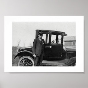 Echte foto antieke auto poster