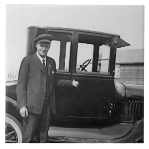 Echte foto antieke auto tegeltje