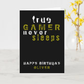 Echte Game Typography Zwarte Gamer Verjaardag Kaart (Gele Bloem)