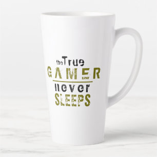 Echte Gamer Slaapt Nooit Typografie Gamer Latte Mok