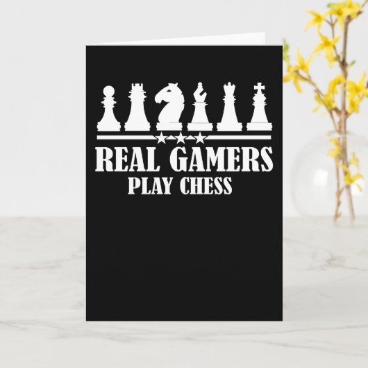 Echte gamers spelen schaken kaart (Gele Bloem)