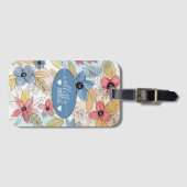 Echte gekleurde Waterverf Floral laat kunst Bagagelabel (Voorkant (horizontaal))