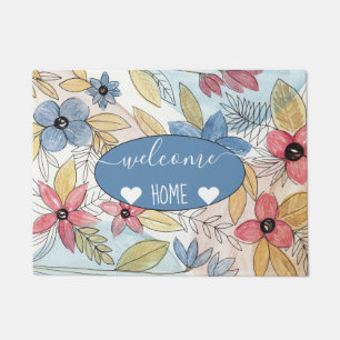 Echte gekleurde Waterverf Floral laat kunst Deurmat