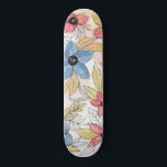 Echte gekleurde Waterverf Floral laat kunst Persoonlijk Skateboard<br><div class="desc">Dit elegante en moderne patroon van waterverf is perfect voor de trendy en stijlvolle vrouw. Het kenmerkt hand-geschilderde oortige waterverf bloemen, bladeren, en geometrisch patroon in goudgeel, tan, blauw, rood, en zwart bovenop een witte achtergrond. Het is , artsachtig, uniek en origineel. Geniet van dit handbeschilderde stuk gemaakt door de...</div>