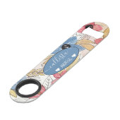 Echte gekleurde Waterverf Floral laat kunst Speed Flessenopener (Voorkant Gekanteld)