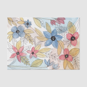 Echte gekleurde Waterverf Floral laat kunst Tissuepapier