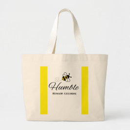 ECHTE GELE STRIJEN BIJ HONINGBIJ NEDERIGE STRAND GROTE TOTE BAG
