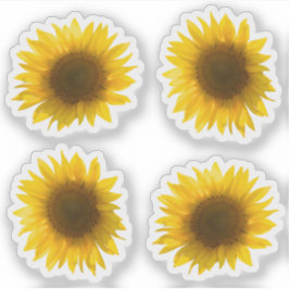 Echte gele zonnebloem afbeelding 4x set sticker