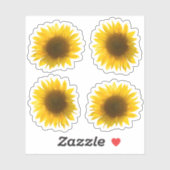 Echte gele zonnebloem afbeelding 4x set sticker (Vel)