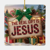 Echte Geschenk Jezus Ornament (Achterkant)