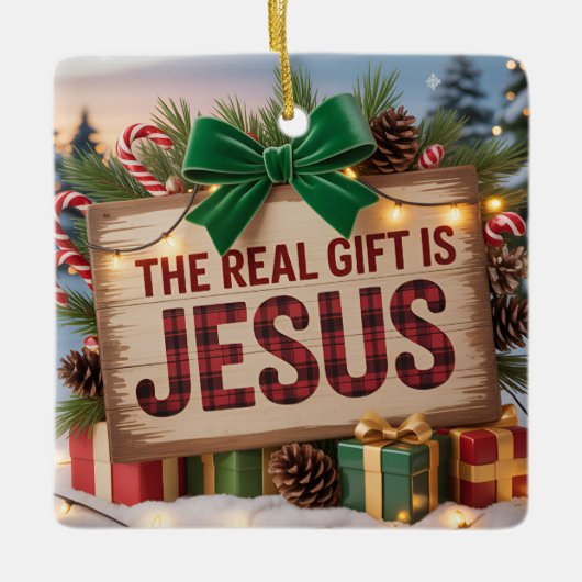Echte Geschenk Jezus Ornament (Voorkant)