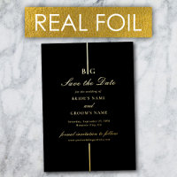 Echte Gold Foil Black Wedding Save the Date