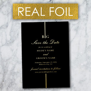 Echte Gold Foil Black Wedding Save the Date Folie Uitnodiging
