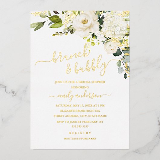 ECHTE GOLD FOIL Brunch en bubbelbaar Vrijgezellenf Folie Uitnodiging (Voorkant)