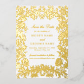 Echte Gold Foil Floral Wedding Save the Date Kaart (Voorkant)