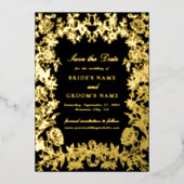 Echte Gold Foil Floral Wedding Save the Date Kaart (Voorkant)
